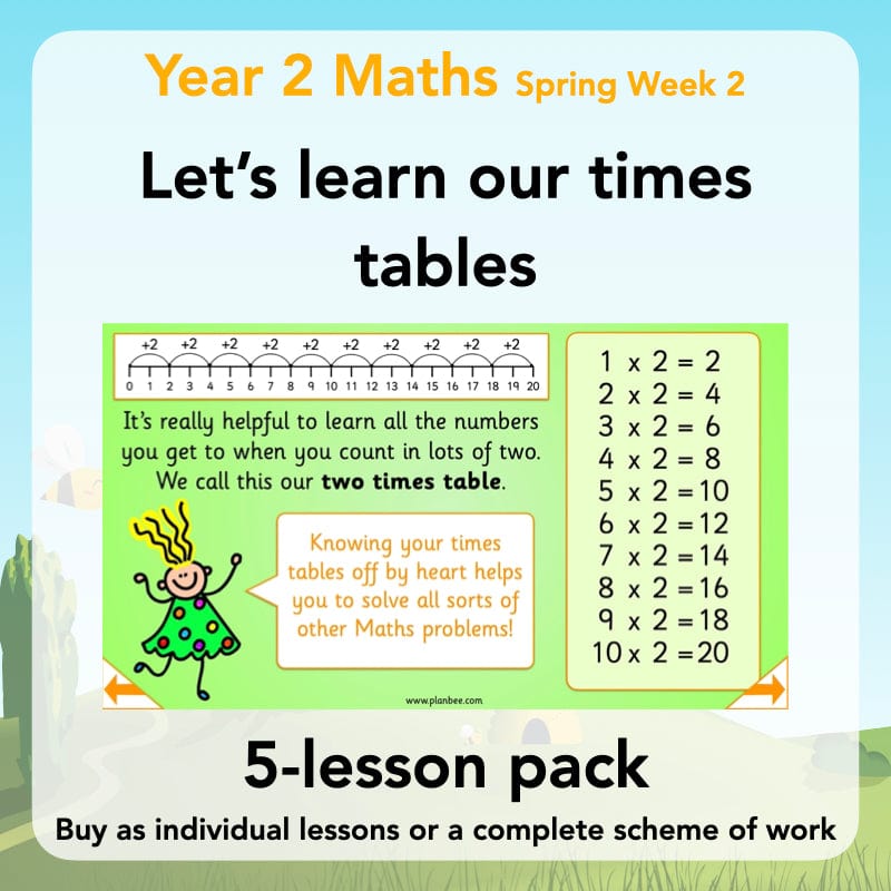 PlanBee Let's Learn our Times Tables - Maths Lessons Year 2 Multiplication