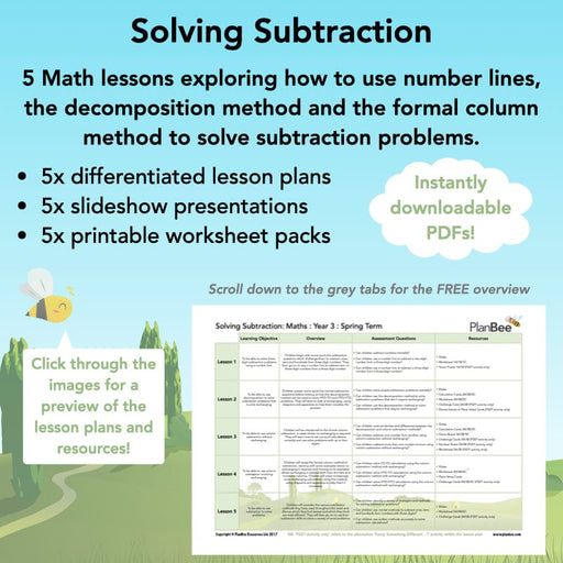 PlanBee Solving Subtraction: KS2 Maths Lesson Resources for Year 3