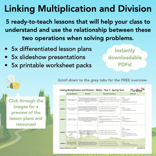 PlanBee Linking Multiplication and Division: Year 3 Primary Maths Lessons