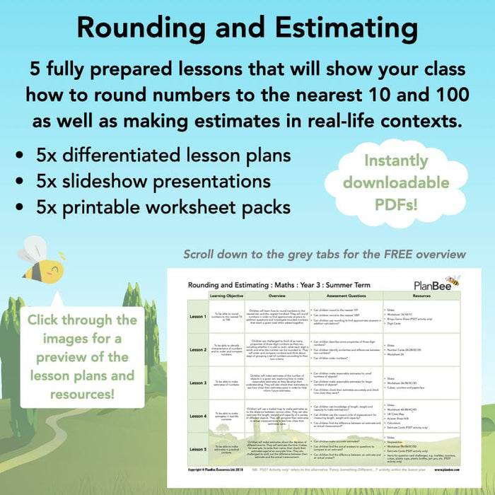 PlanBee Rounding and Estimating: Place Value & Number Maths Lessons - Year 3