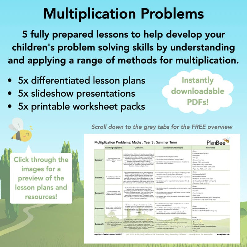 Multiplication Problem-Solving Year 3 Maths Pack by PlanBee