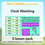 PlanBee Clock Watching | Time Year 3 Maths Lesson Activity Pack