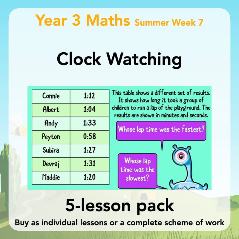 PlanBee Clock Watching | Time Year 3 Maths Lesson Activity Pack