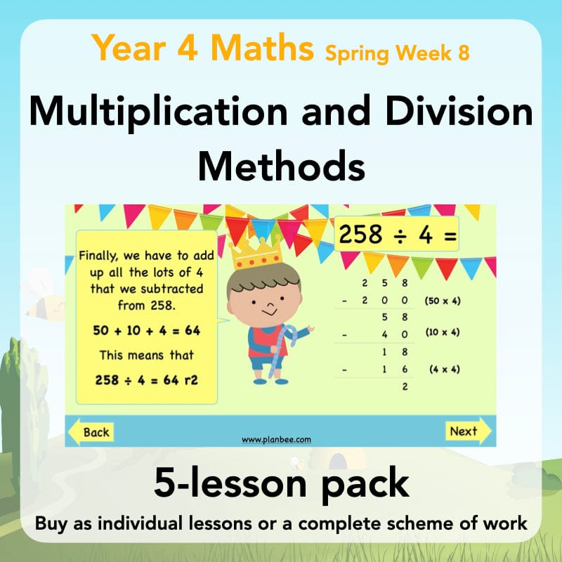 PlanBee Multiplication and Division Methods: Primary Maths Lessons for Year 4