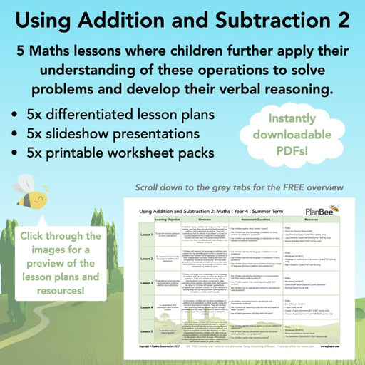 PlanBee Using Addition & Subtraction 2 - Complete Y4 Maths Lessons & Resources