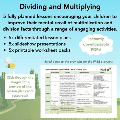 PlanBee Dividing & Multiplying - Lesson Plans and Resources for Year 4