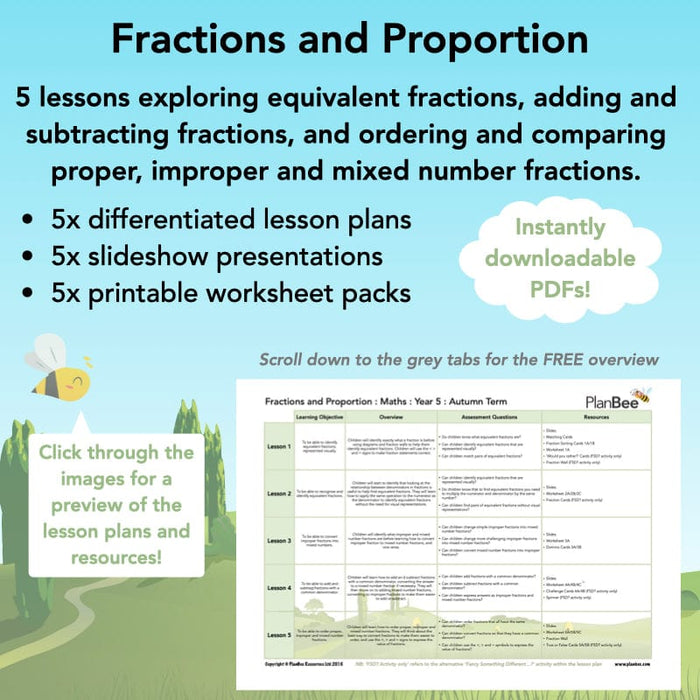 PlanBee Year 5 Fractions and Proportion - Maths Planning by PlanBee