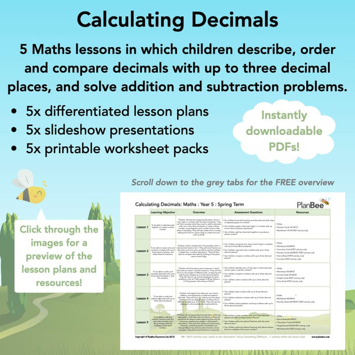 PlanBee Calculating and ordering decimals Year 5 Maths by PlanBee
