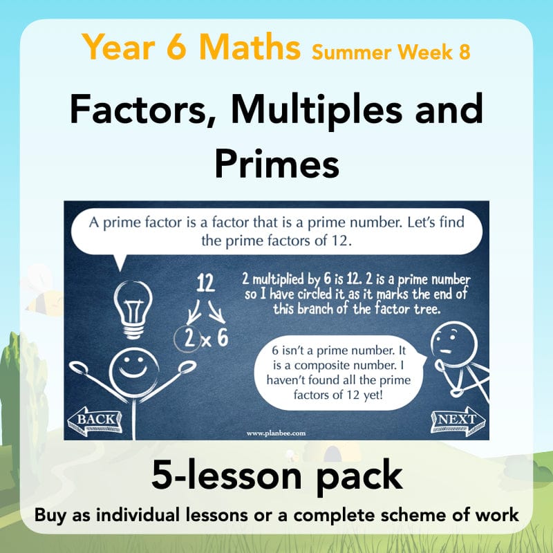 PlanBee Factors, Multiples & Primes - Year 6 Complete Maths Plans by PlanBee