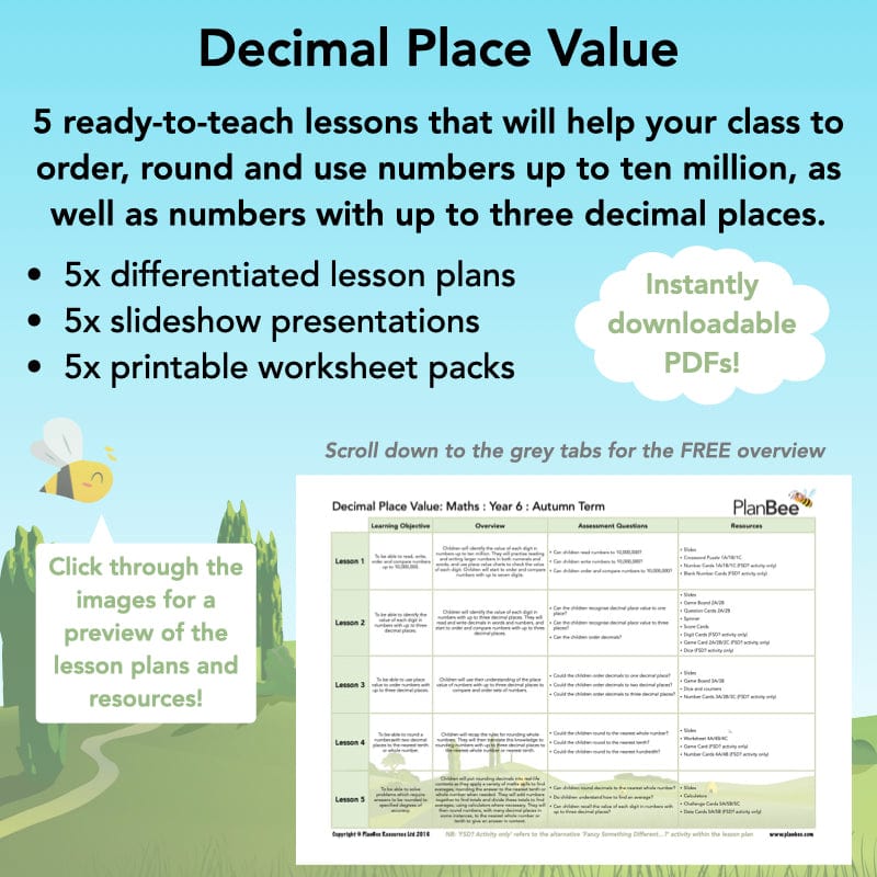 PlanBee Decimal Place Value - Decimals Year 6 Maths by PlanBee