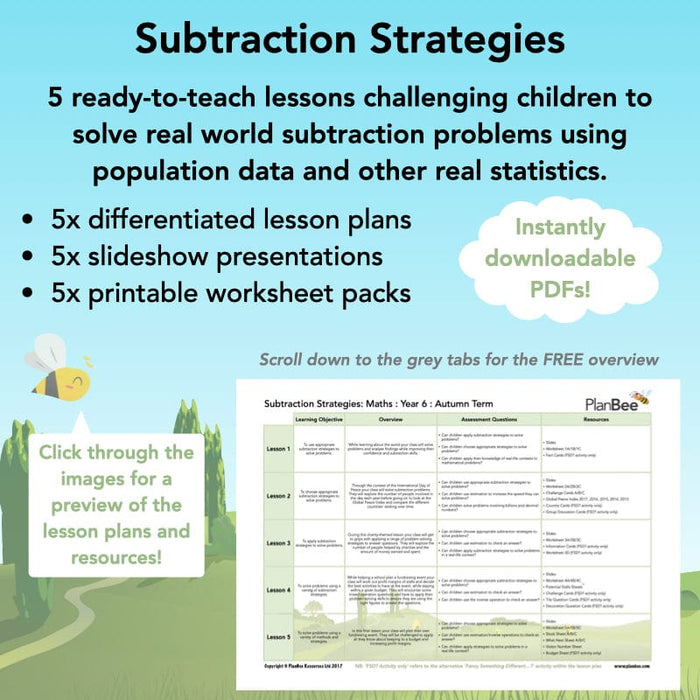 PlanBee Subtractions Strategies - Complete Year 6 Maths Lesson Plans - PlanBee