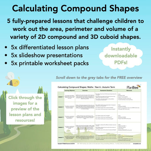 PlanBee Compound Shapes Volume and Area: KS2 Maths