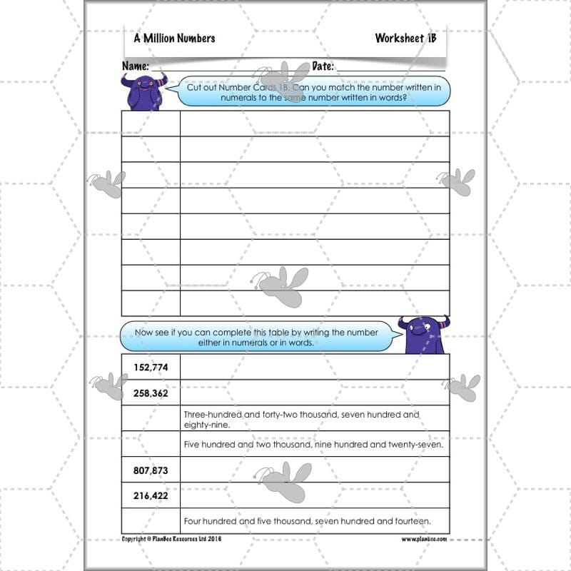 PlanBee A Million Numbers - Year 5 Maths Planning - Number & Place Value