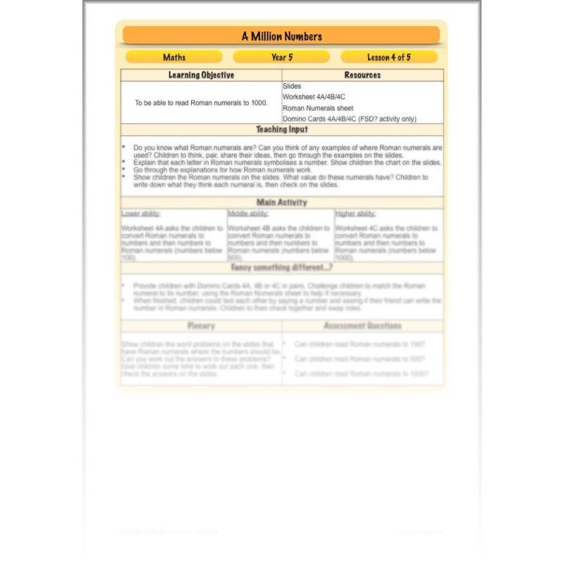 PlanBee A Million Numbers - Year 5 Maths Planning - Number & Place Value