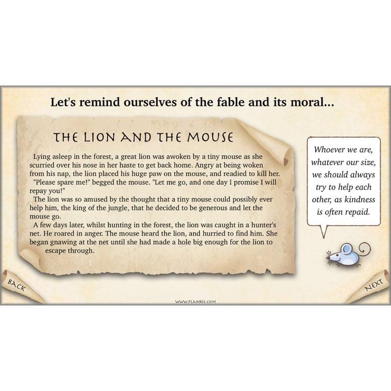 PlanBee Aesop's Fables KS2 The Lion and the Mouse Story by PlanBee