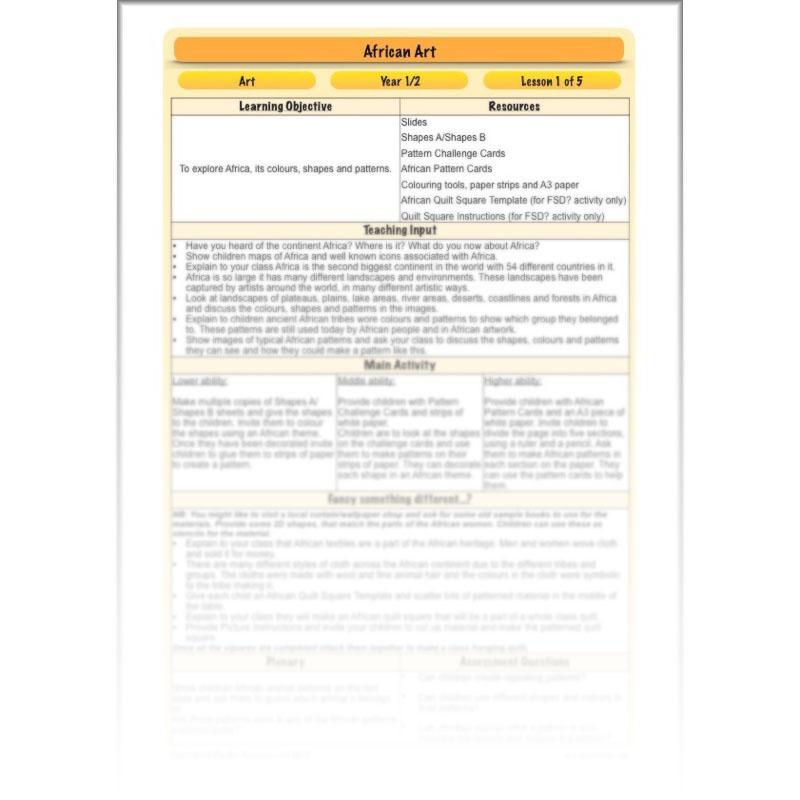 PlanBee African Art KS1: Year 1 & 2 Art Lessons by PlanBee