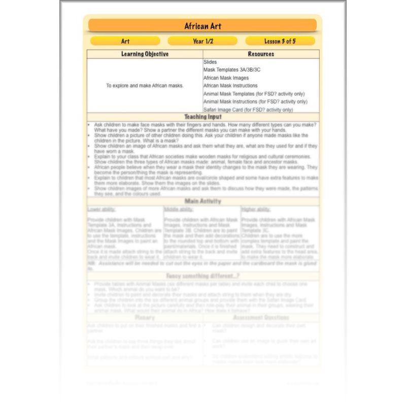 PlanBee African Art KS1: Year 1 & 2 Art Lessons by PlanBee