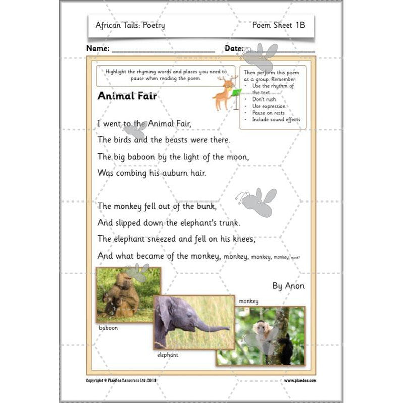 African Animals Poems & Lessons Ks1 Year 2 English 