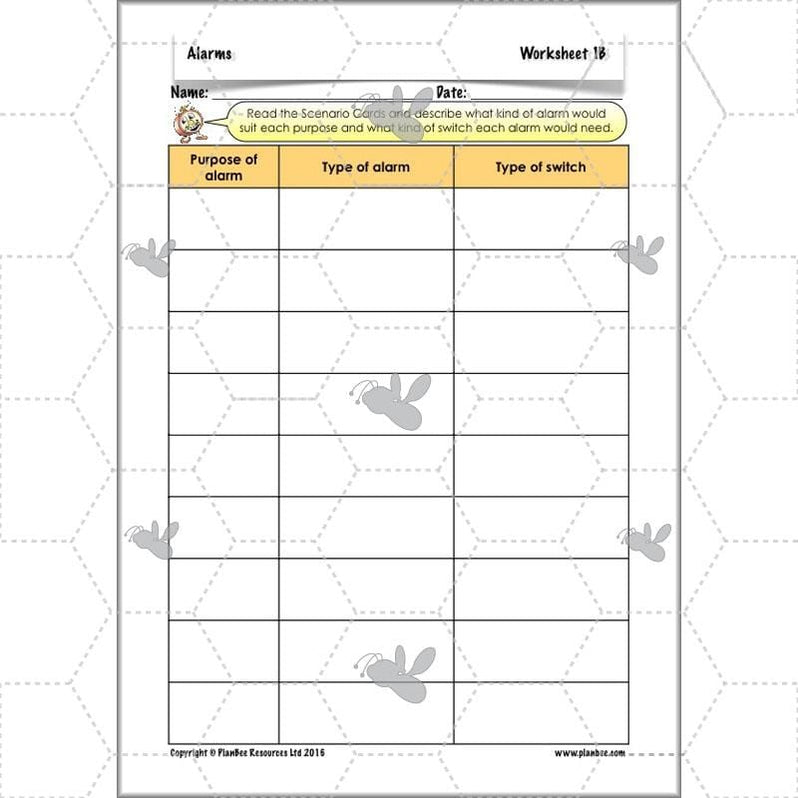 Alarms - Electrical Circuits: DT Primary Resources - PlanBee KS2