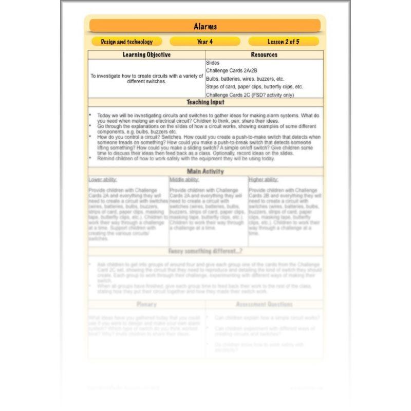 PlanBee Alarms - Electrical Circuits: DT Primary Resources - PlanBee KS2