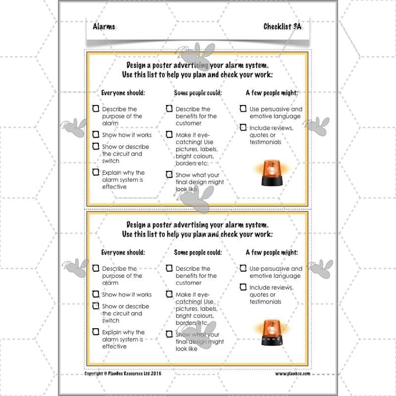 PlanBee Alarms - Electrical Circuits: DT Primary Resources - PlanBee KS2