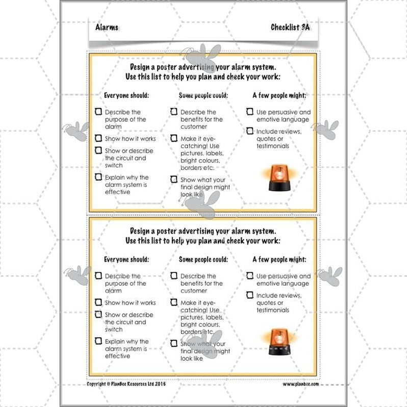 Alarms Electrical Circuits DT Primary Resources PlanBee KS2