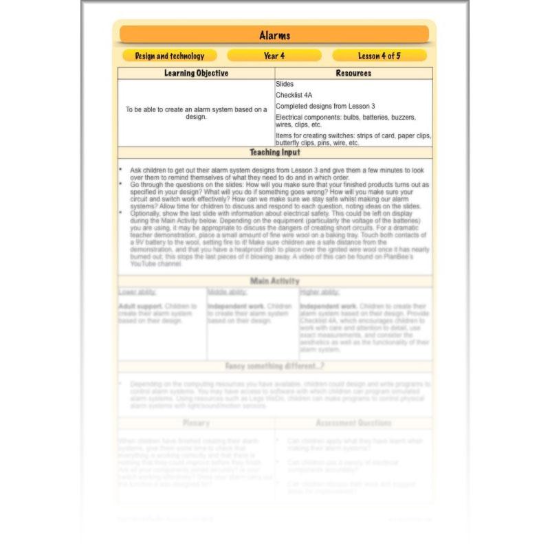 PlanBee Alarms - Electrical Circuits: DT Primary Resources - PlanBee KS2