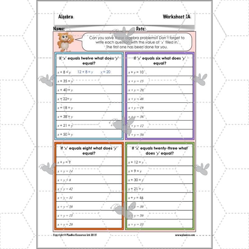 PlanBee Algebra: simple algebra lesson planning for Year 6