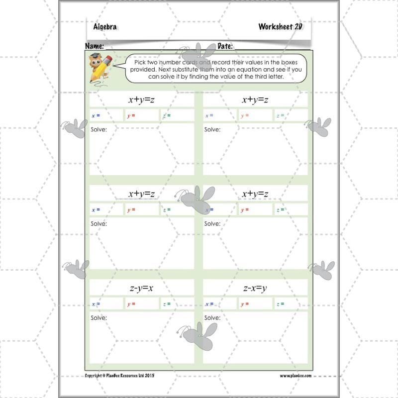 PlanBee Algebra: simple algebra lesson planning for Year 6