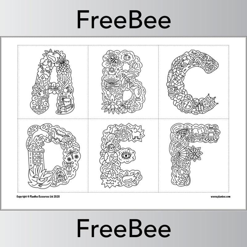 PlanBee Free Alphabet Colouring Pages by PlanBee