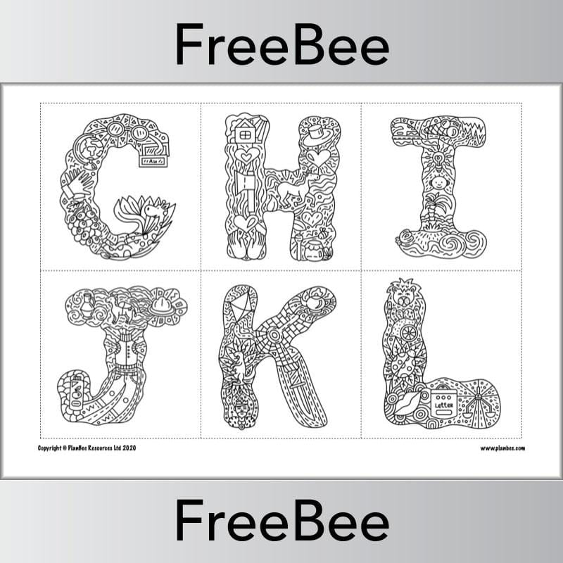 PlanBee Free Alphabet Colouring Pages by PlanBee
