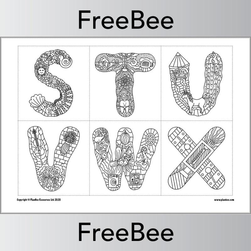 PlanBee Free Alphabet Colouring Pages by PlanBee
