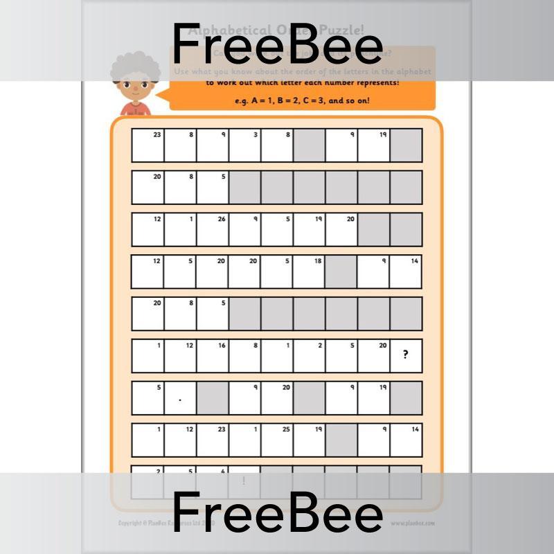 Free Alphabetical Order KS1 Puzzle by PlanBee