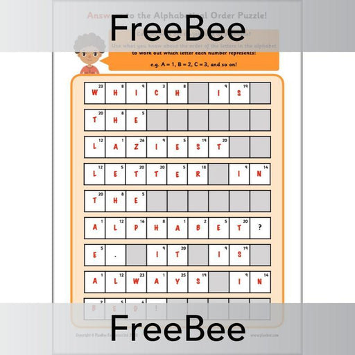 Free Alphabetical Order KS1 Puzzle by PlanBee
