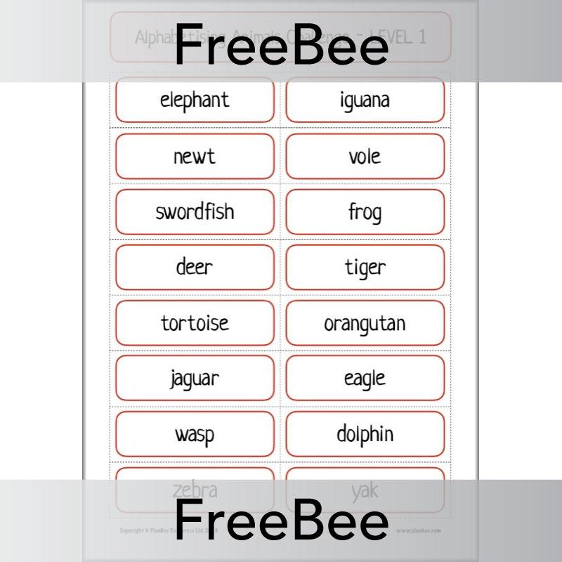 Free Alphabetising Animals Challenges by PlanBee