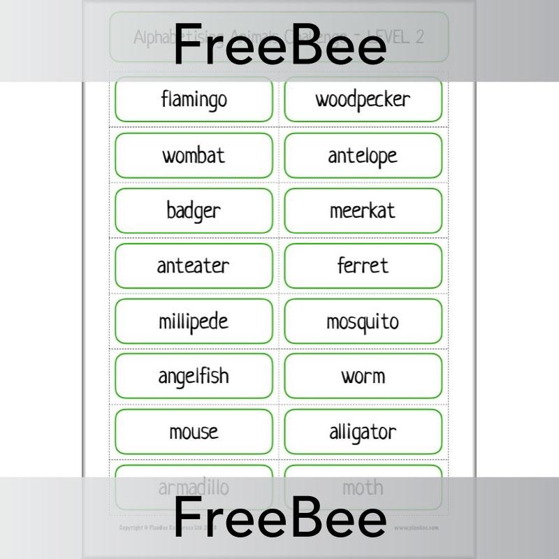 Free Alphabetising Animals Challenges by PlanBee