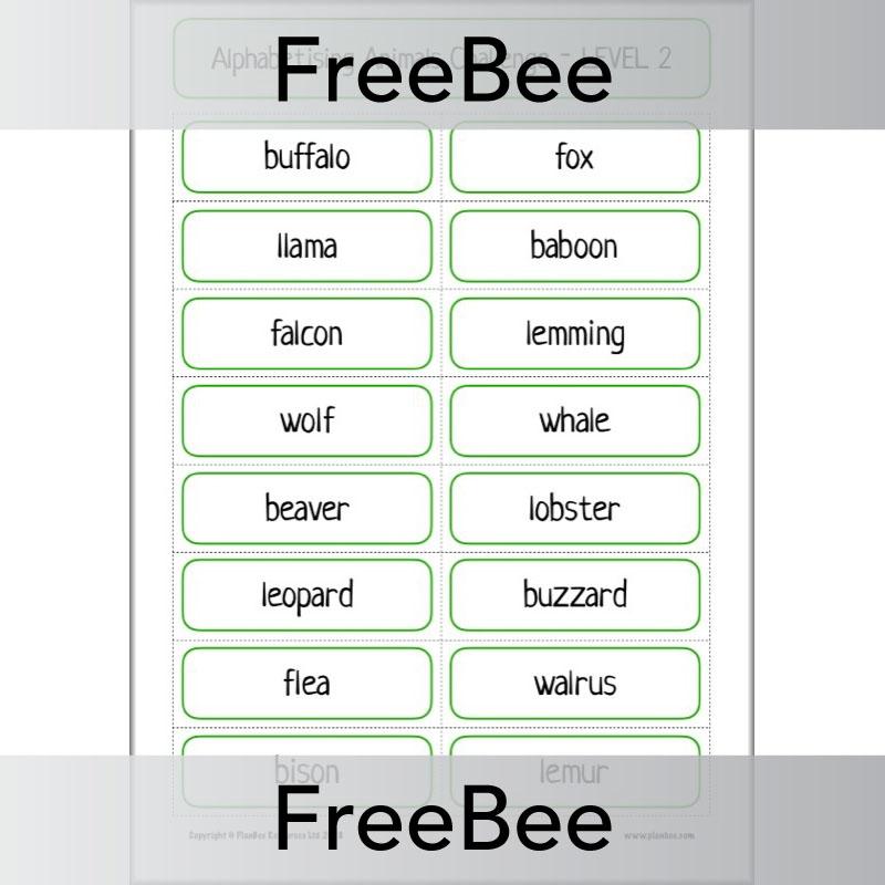 Free Alphabetising Animals Challenges by PlanBee