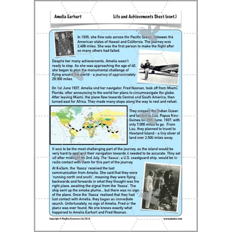PlanBee Amelia Earhart KS2 Special People Lesson by PlanBee
