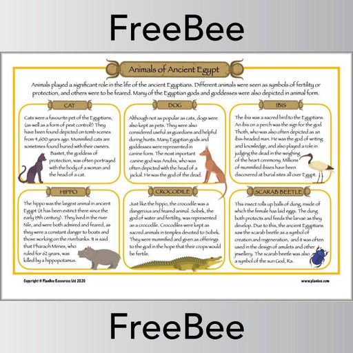 PlanBee FREE Ancient Egypt Animals Information Sheet by PlanBee