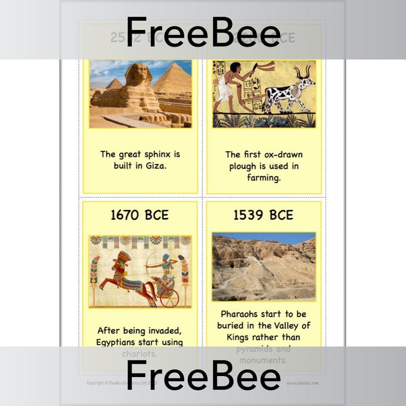 PlanBee FREE Ancient Egyptian Timeline KS2 Cards by PlanBee