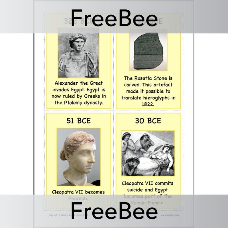 PlanBee FREE Ancient Egyptian Timeline KS2 Cards by PlanBee