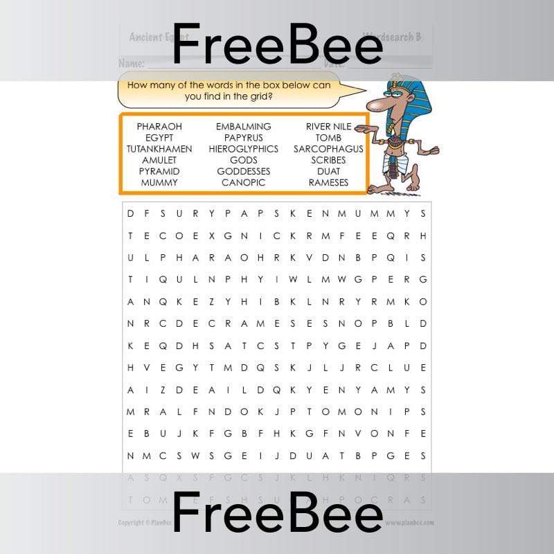 PlanBee Ancient Egypt Word Search | PlanBee FreeBees