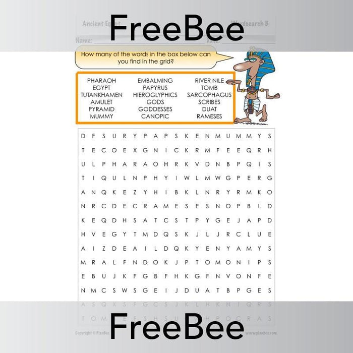 PlanBee Ancient Egypt Word Search | PlanBee FreeBees