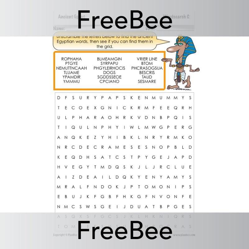 PlanBee Ancient Egypt Word Search | PlanBee FreeBees