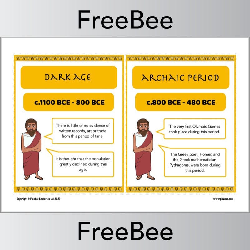PlanBee FREE Ancient Greek Timeline KS2 Display Cards