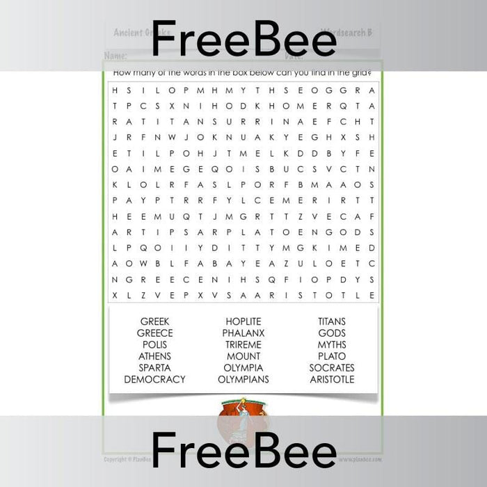 PlanBee Ancient Greece Word Search | PlanBee FreeBees