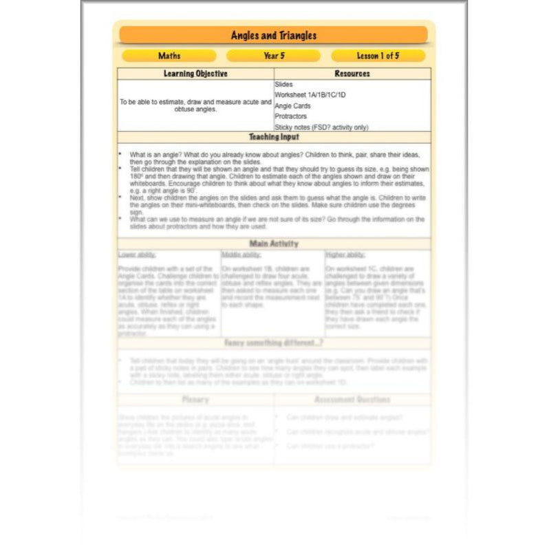 Year 5 Angles and Triangles Maths Lessons by PlanBee