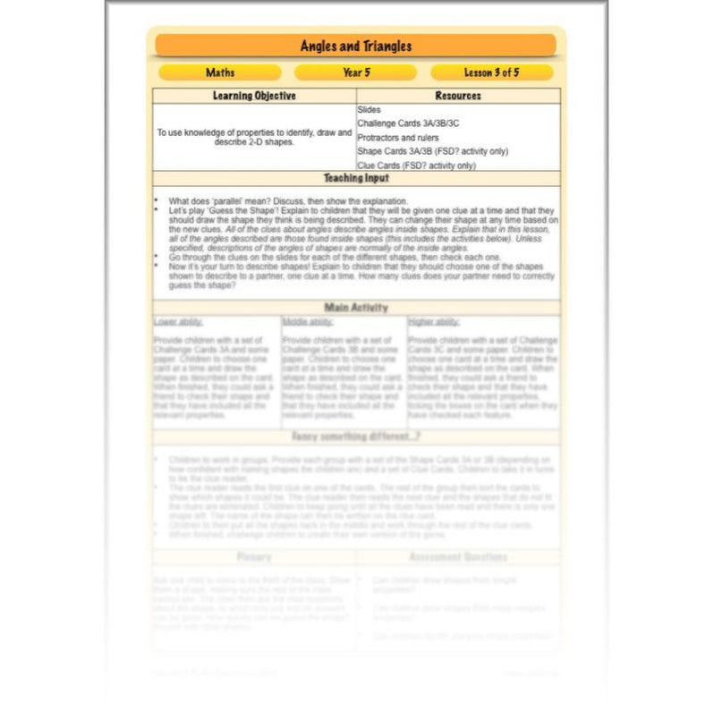 Year 5 Angles and Triangles Maths Lessons by PlanBee