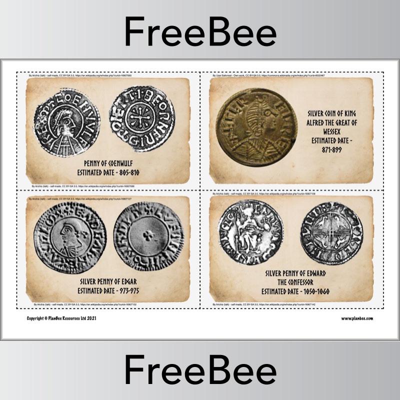 PlanBee FREE Anglo Saxon Coins Picture Cards by PlanBee