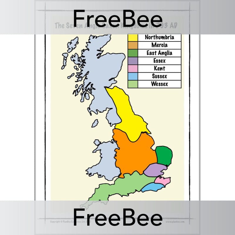 PlanBee FREE Anglo-Saxon Kingdoms KS2 Map by PlanBee